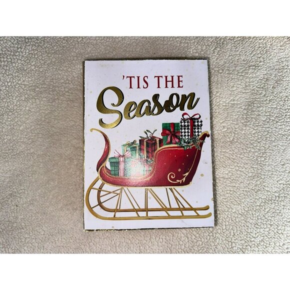 3 for $15 - Ashland NWT 'Tis The Season Gold Wooden Holiday Table Decor Sign - Picture 1 of 2